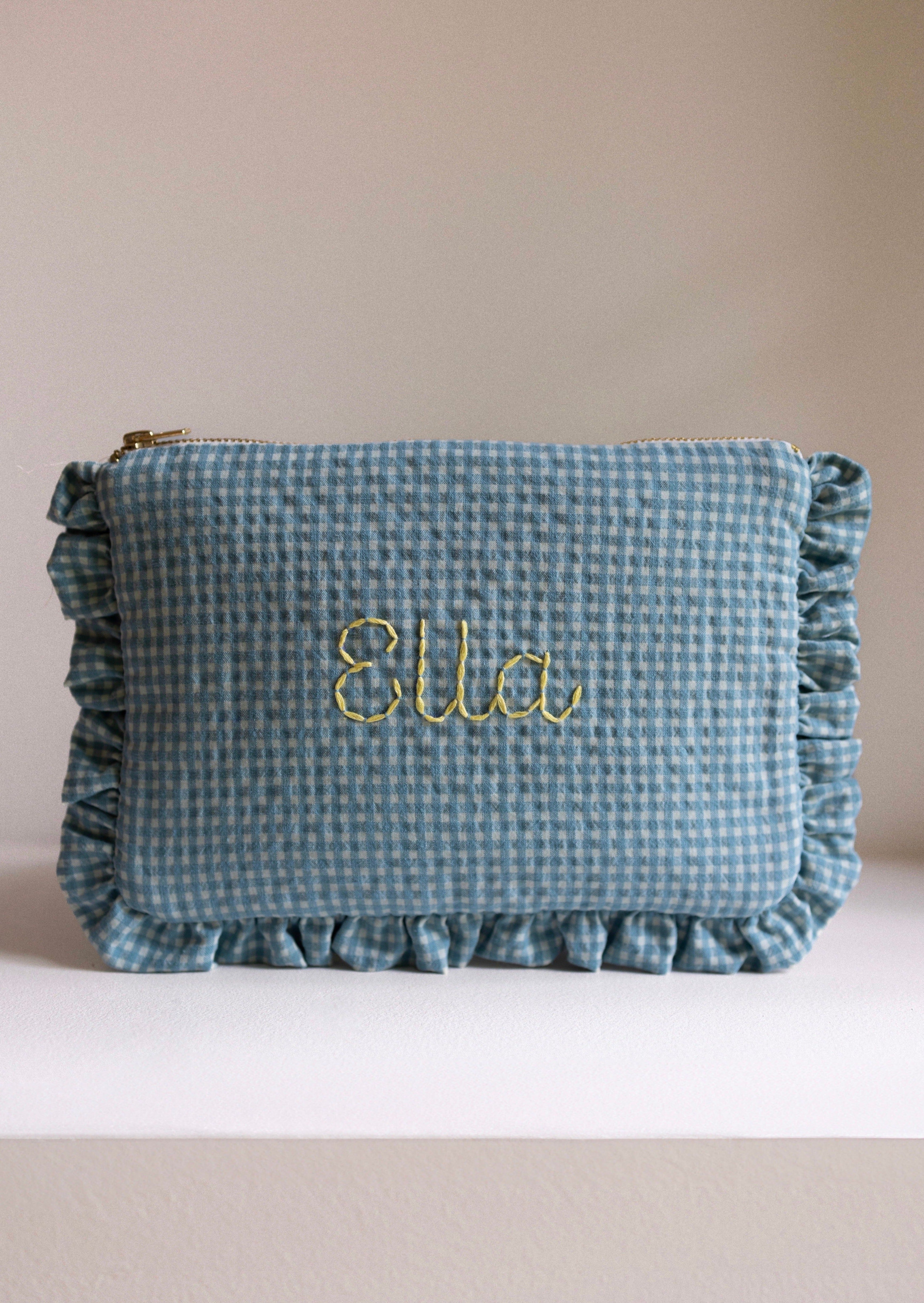 Embroidered Blue Pouches